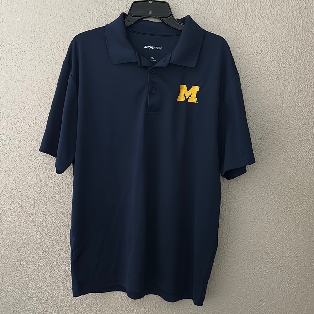 Mens University of Michigan Collegiate Sport-Tek Active Polo, Size XL, Blue Golf